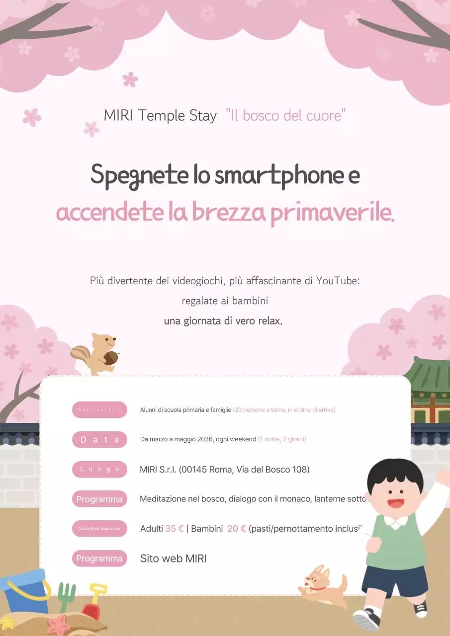 Promozione del soggiorno al tempio Pink, Sweet Spring
