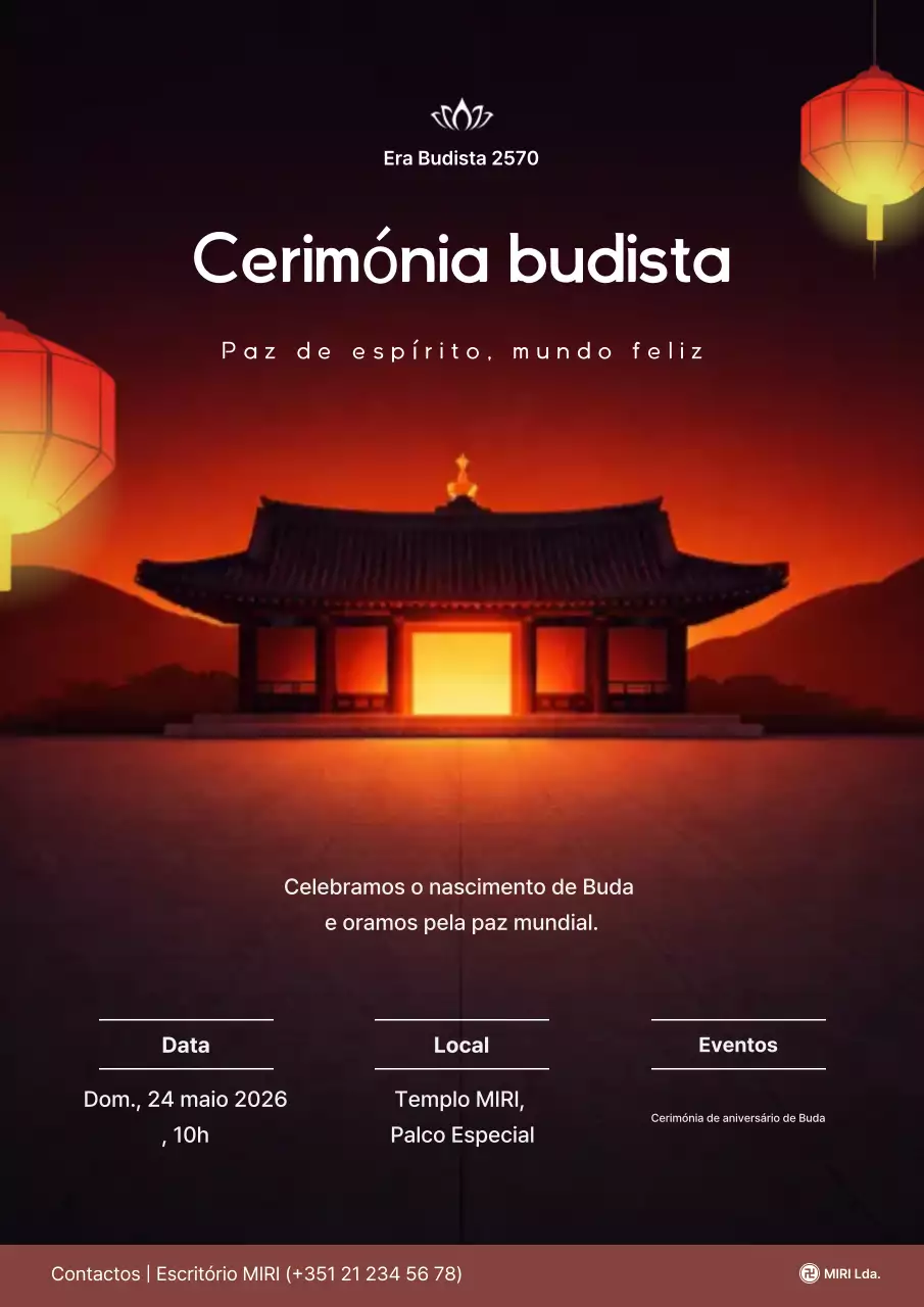 Promoção de um evento elegante de aniversário de Buda na cor vermelha
