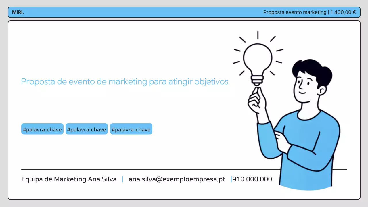 Plano de planejamento de eventos de marketing da Blue Clean