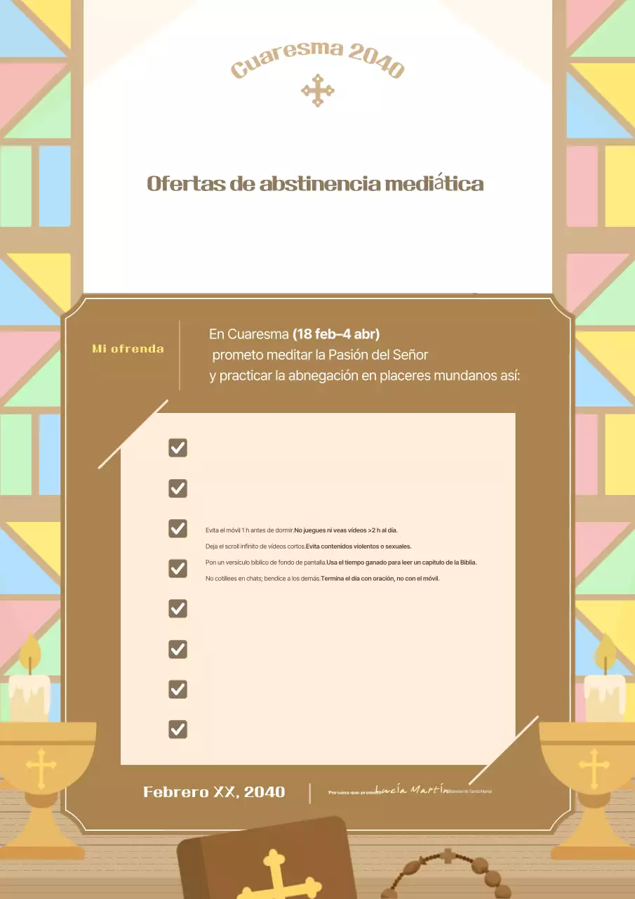 Guía para la Ofrenda de Abstinencia de Medios de Comunicación de Cuaresma de Clean Brown