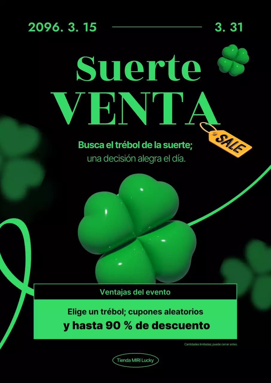 Evento de venta simple y verde
