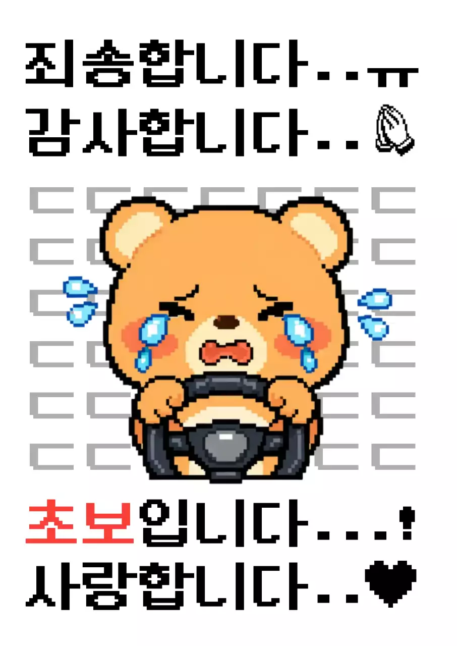 주황 심플 초보운전 안내