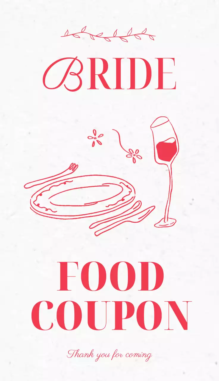 빨강 심플 결혼 음식 쿠폰