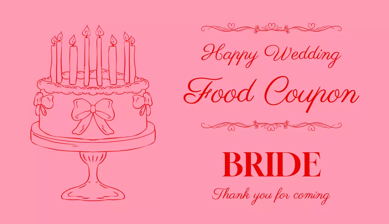 분홍색 아기자기한 결혼 쿠폰 홍보