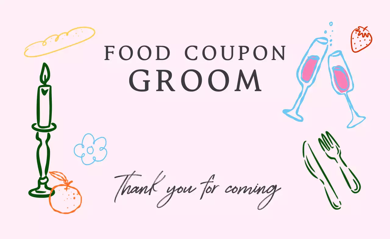 핑크 아기자기한 음식 쿠폰 홍보