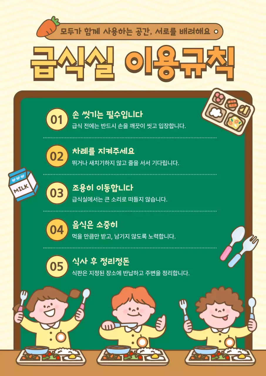주황 심플 급식실 이용규칙 안내