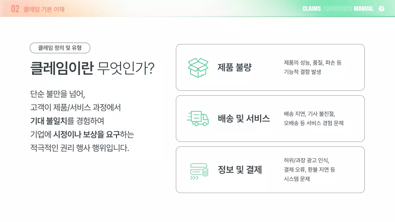 초록 심플 클레임 대응 매뉴얼 설명서