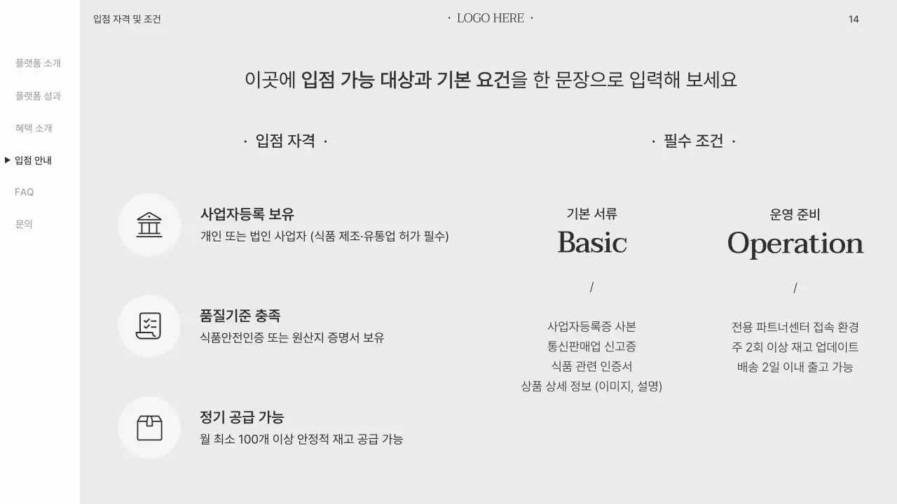 흰색 미니멀 브랜드 입점 제안서