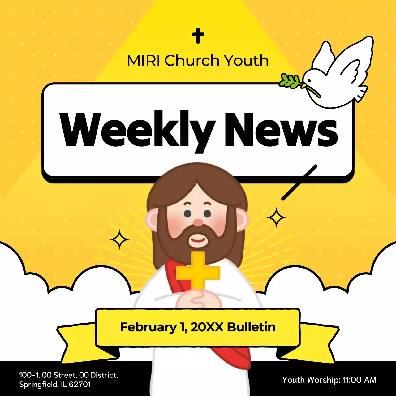 yellow simple church newsletter