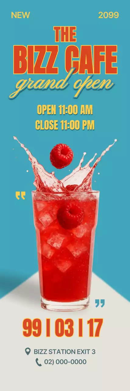 하늘색 모던 카페 오픈 홍보