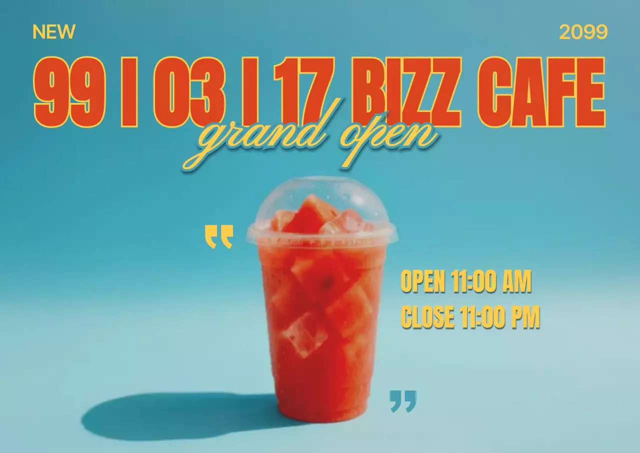 하늘색 모던 카페 오픈 홍보