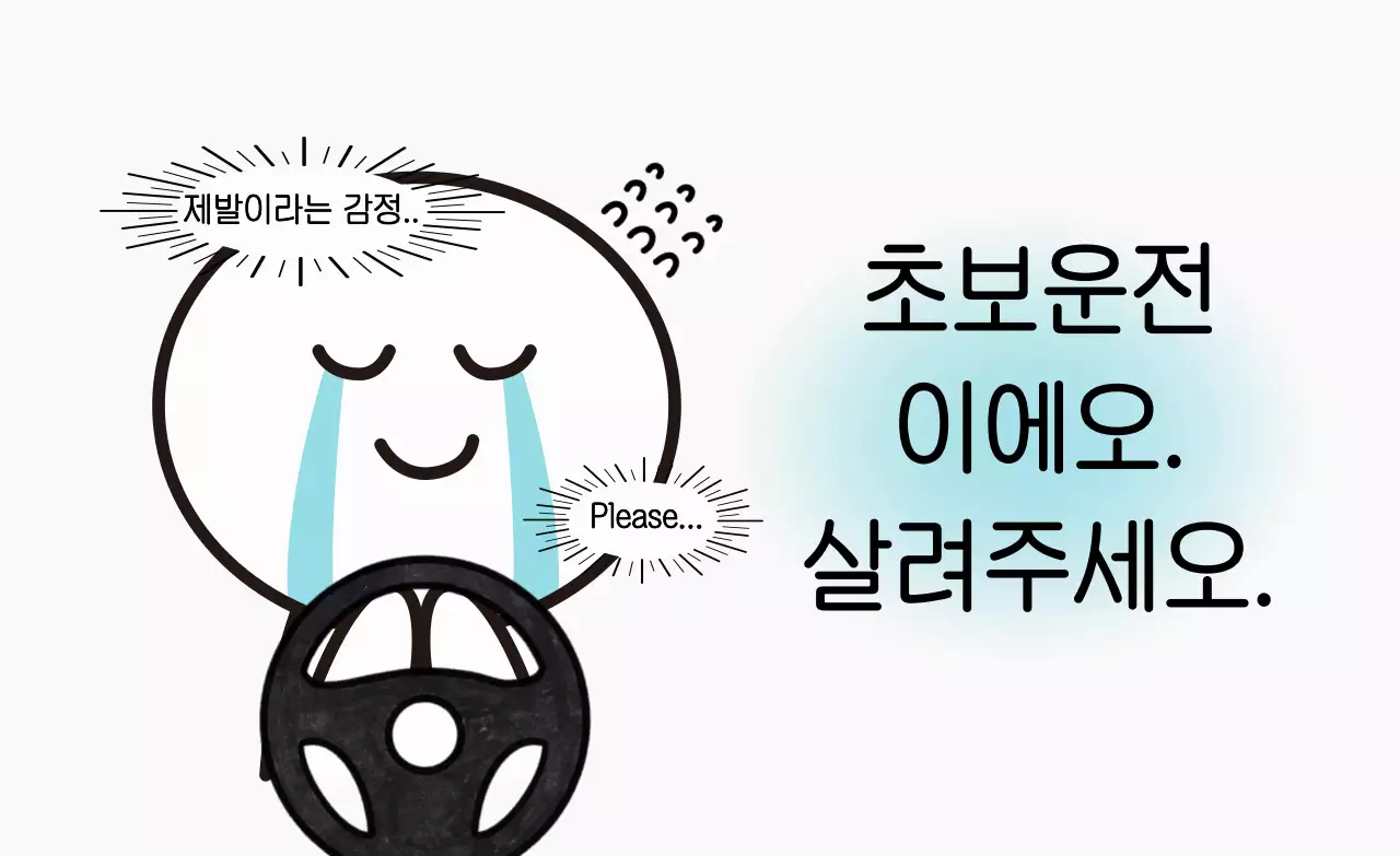 하늘색 심플 초보운전 안내