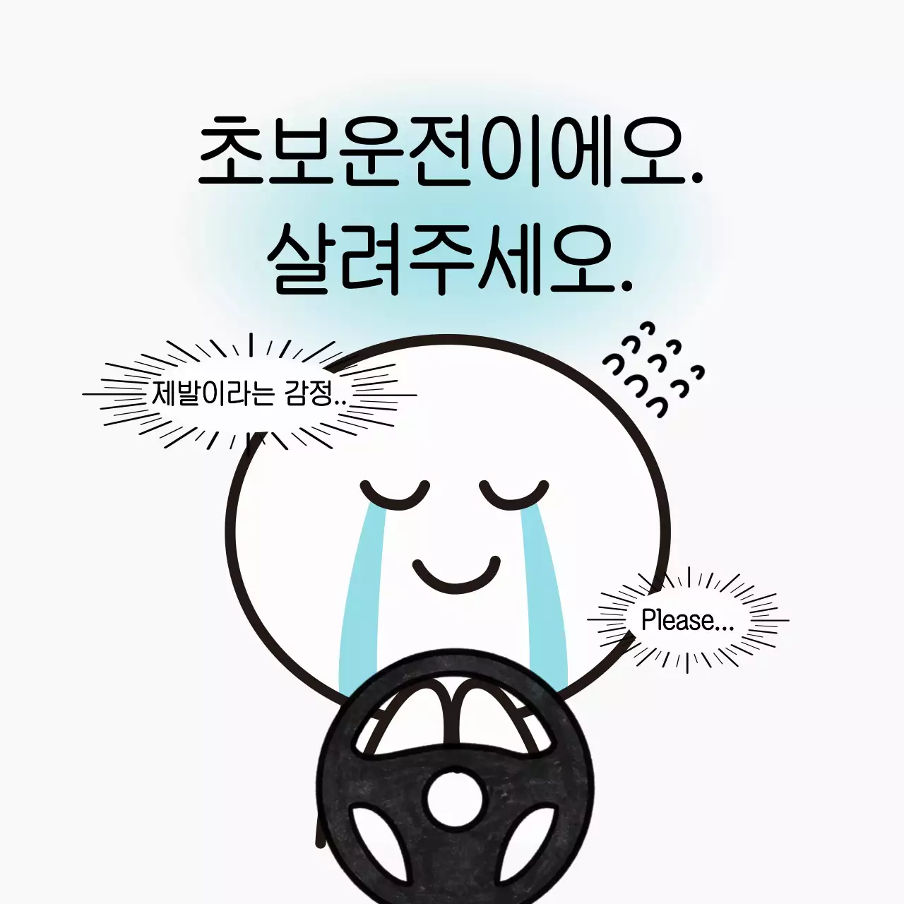 하늘색 심플 초보운전 안내