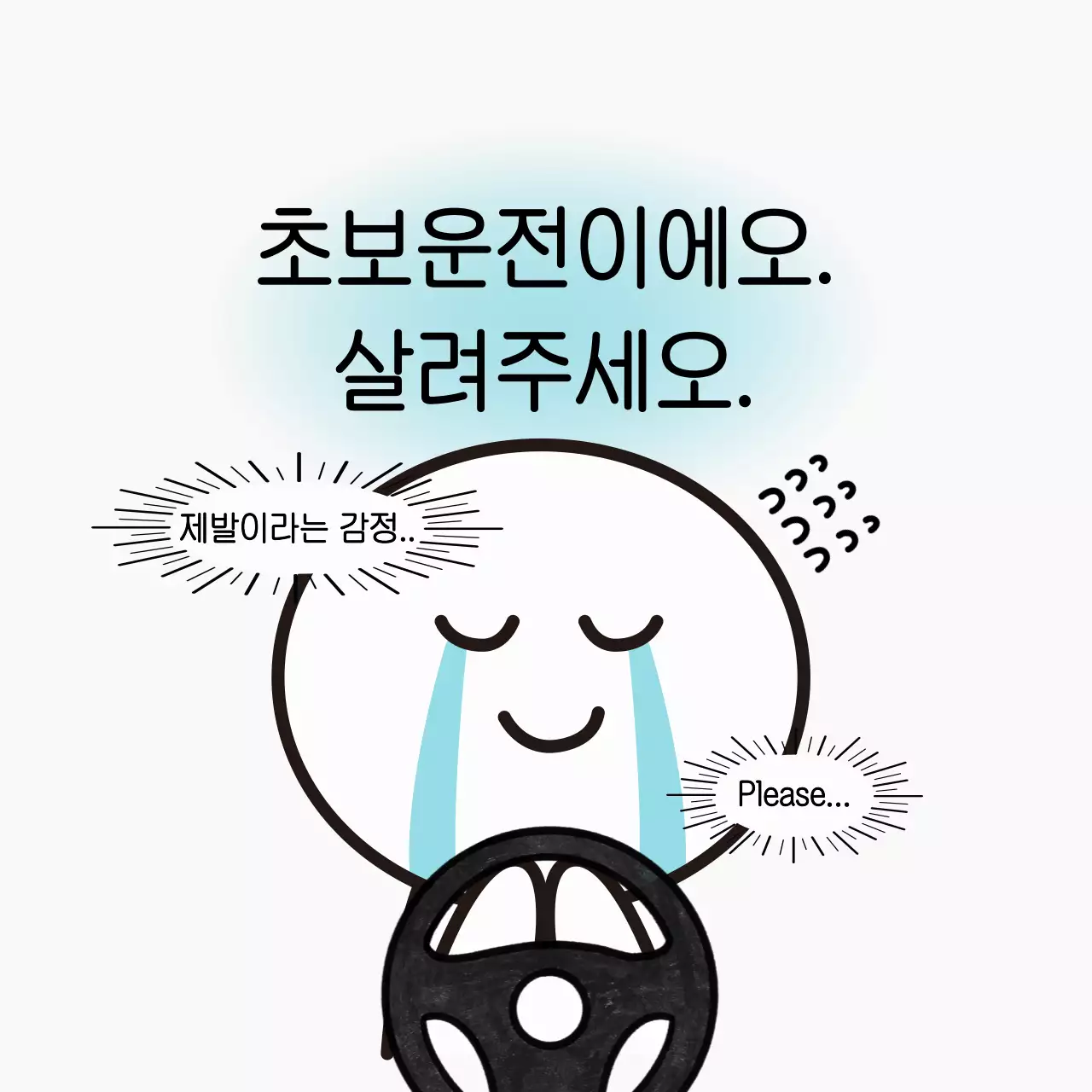 하늘색 심플 초보운전 안내