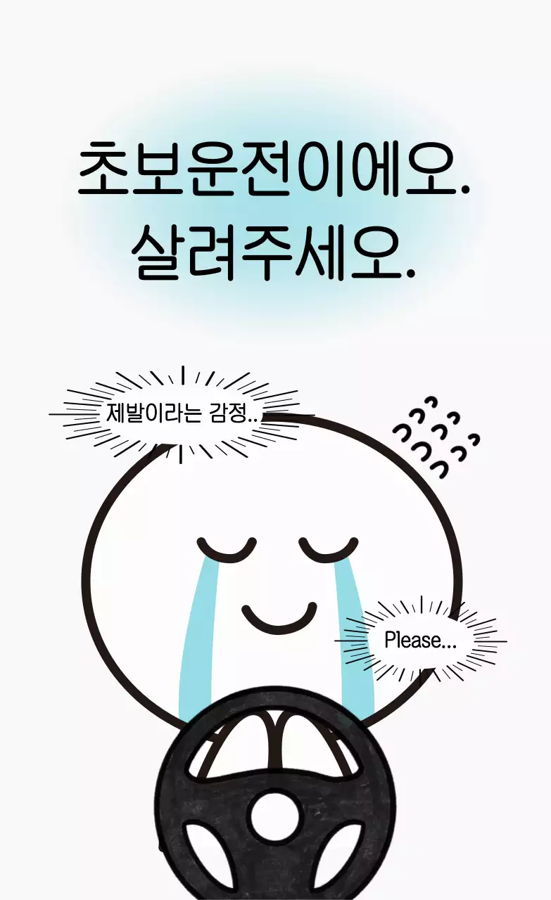 하늘색 심플 초보운전 안내