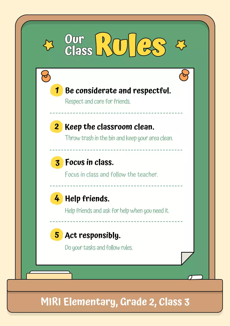 green simple school rules guide