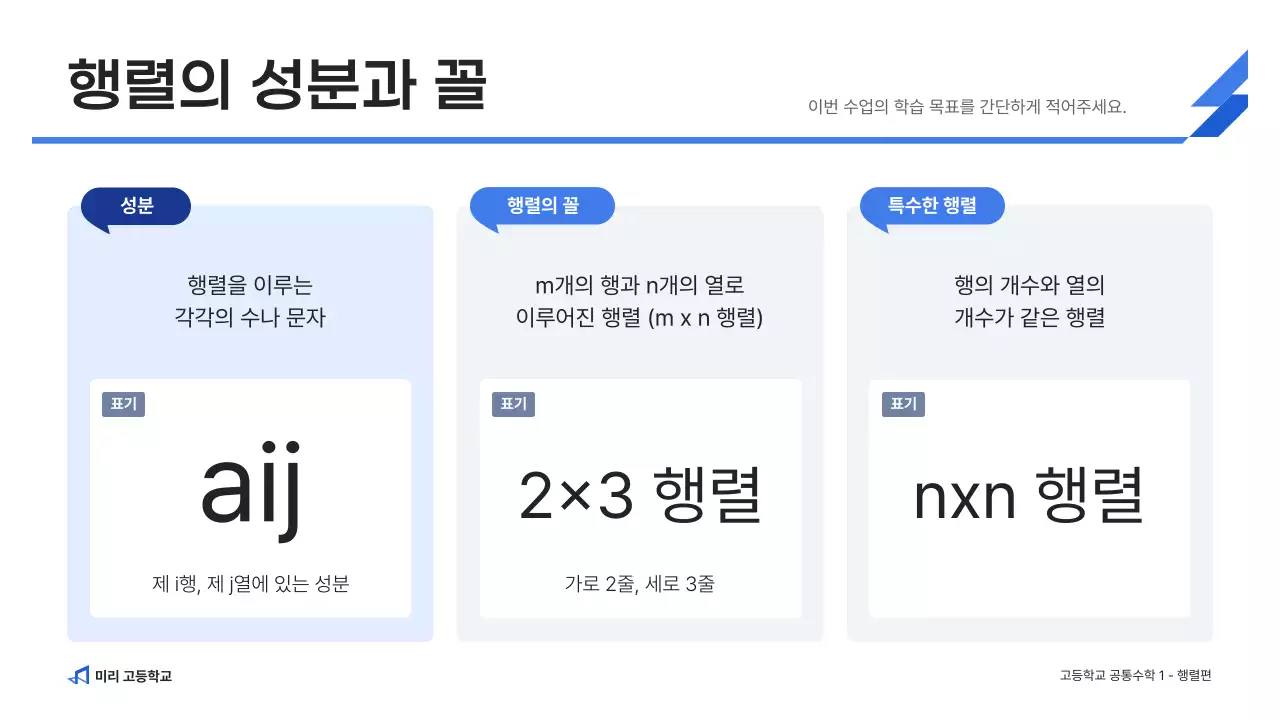 파랑 깔끔 고등학교 수학 교육 자료