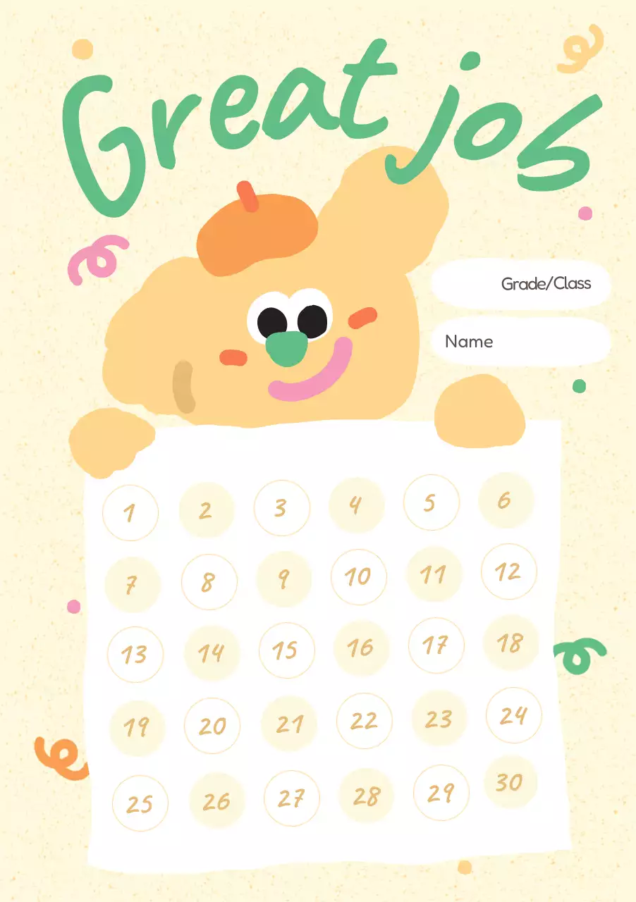 beige playful calendar planner