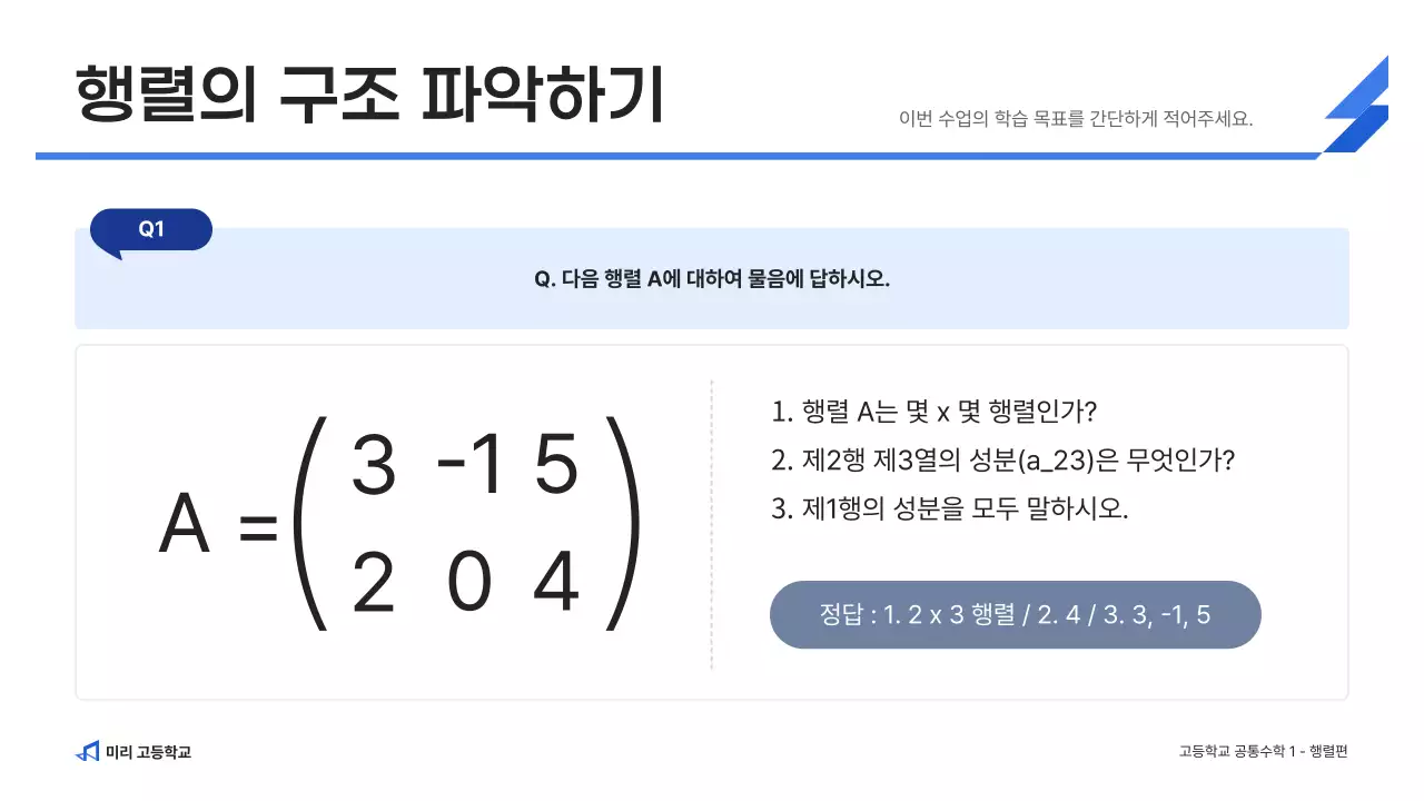 파랑 깔끔 고등학교 수학 교육 자료