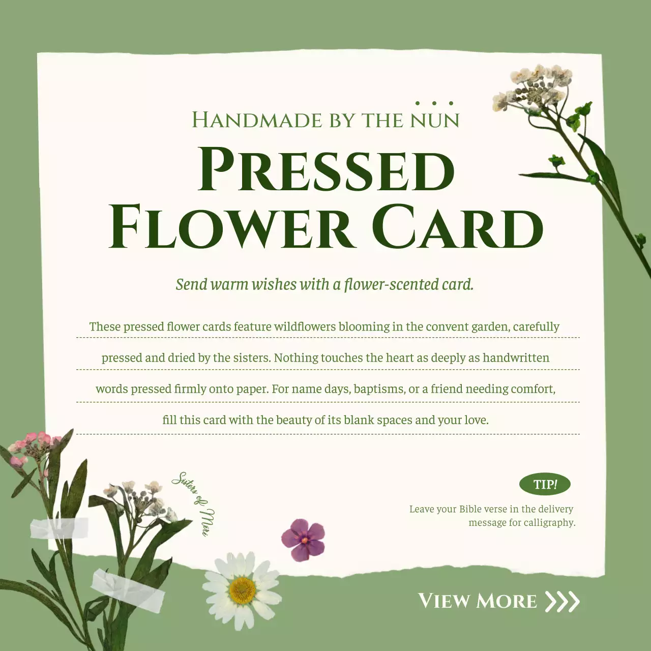 iklan kartu bunga hijau elegan