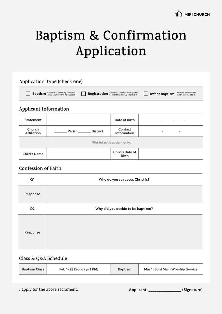 white simple religious registration