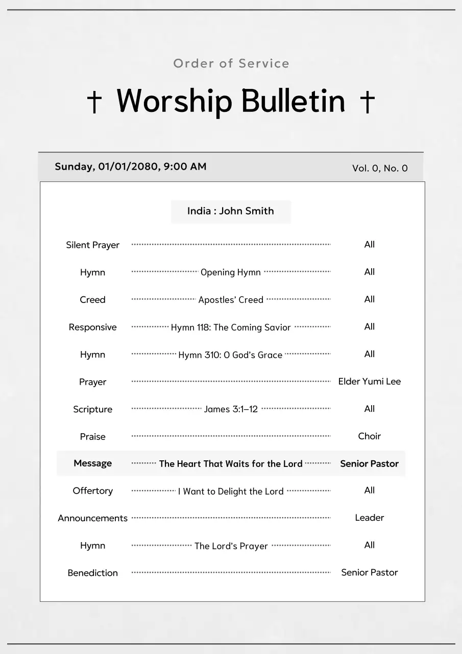 white simple worship guide