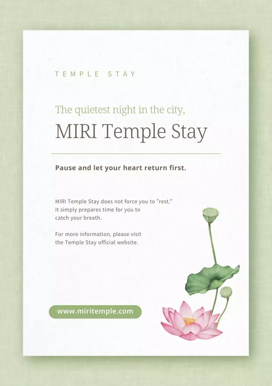 green minimalist temple stay guide