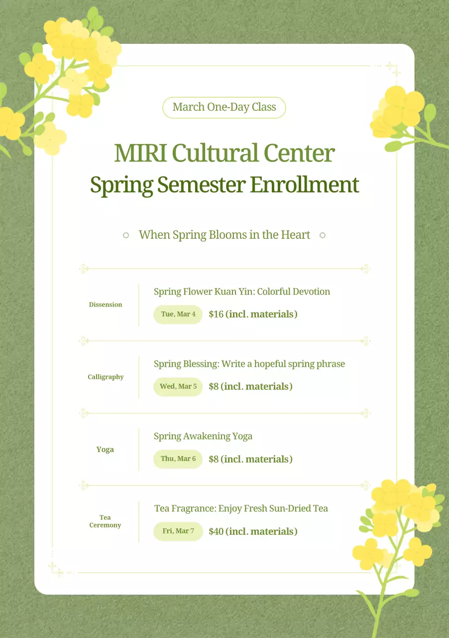 green elegant cultural registration