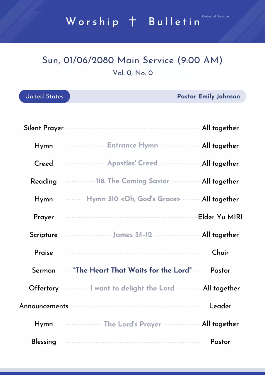 blue simple worship guide