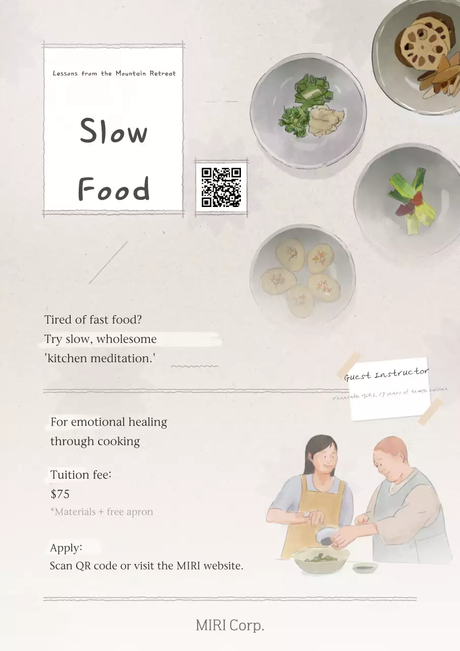 Anúncio de recrutamento para a aula de culinária Beige Clean