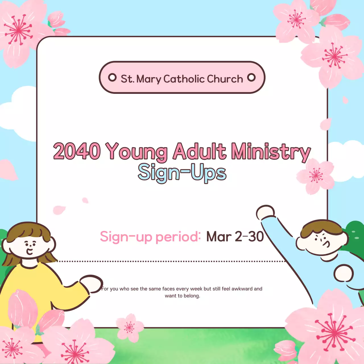 Sky Blue Cute Catholic Youth Association Recruitment Guide