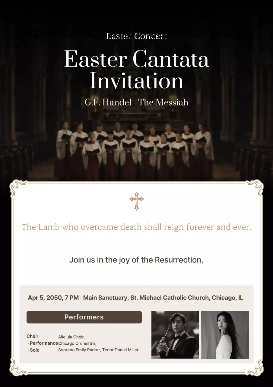 Convite para o Concerto Clássico de Páscoa Bege