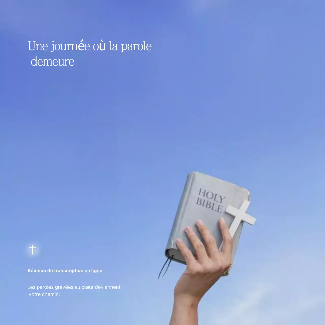 Une campagne publicitaire chrétienne épurée, d'un bleu ciel immaculé