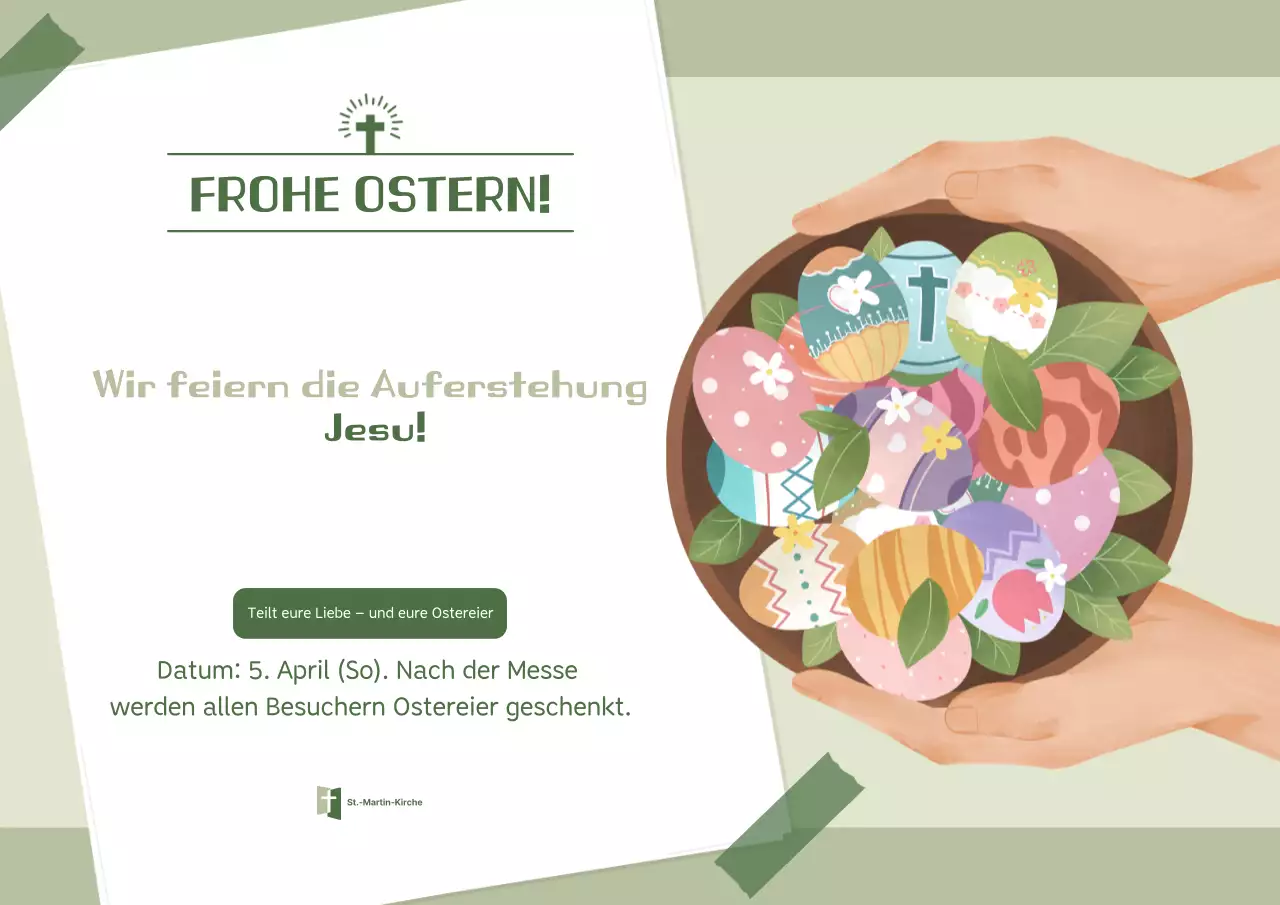 Grünes minimalistisches Osterevent