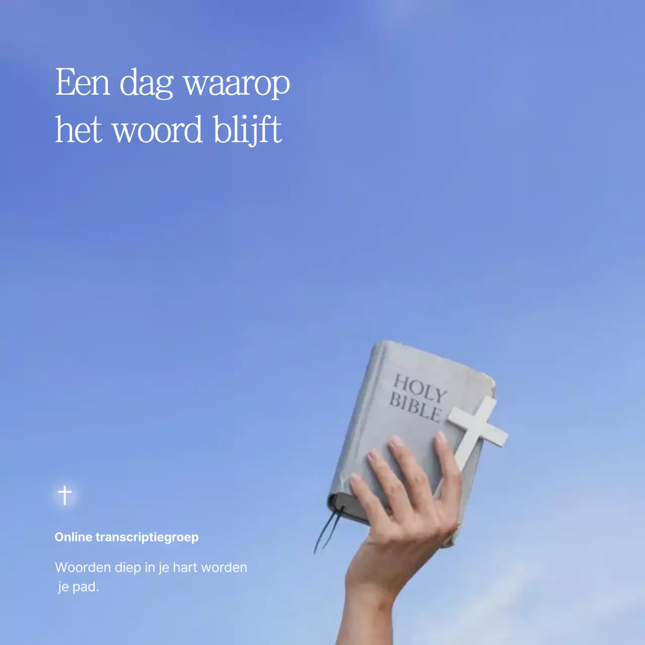 Een heldere, hemelsblauwe christelijke reclamecampagne.