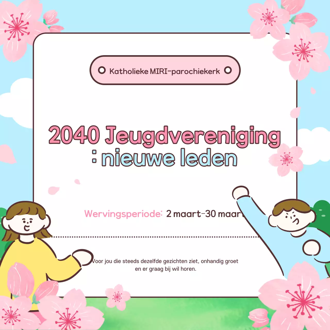 Sky Blue Cute Catholic Youth Association Wervingsgids