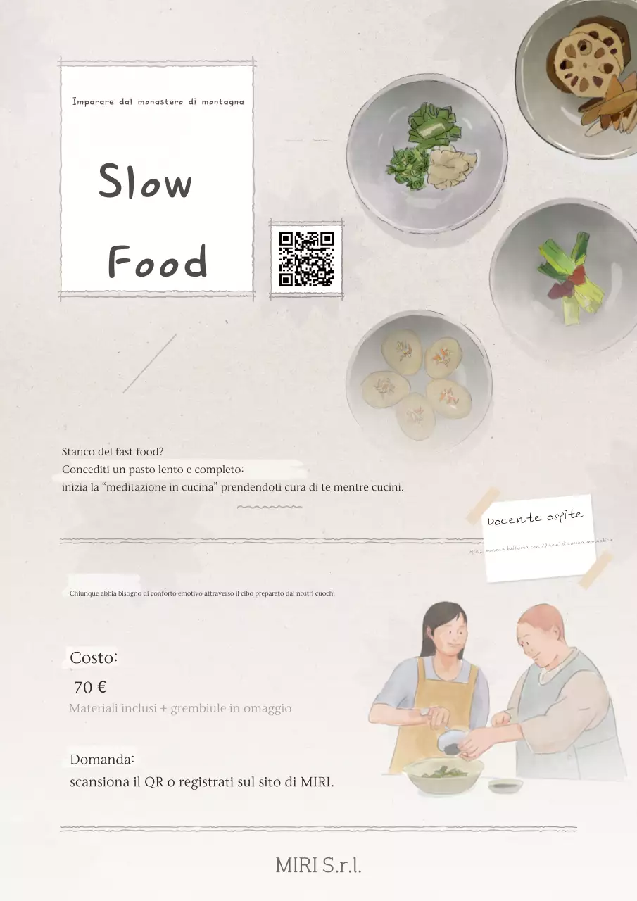 Annuncio di reclutamento per il corso di cucina Beige Clean