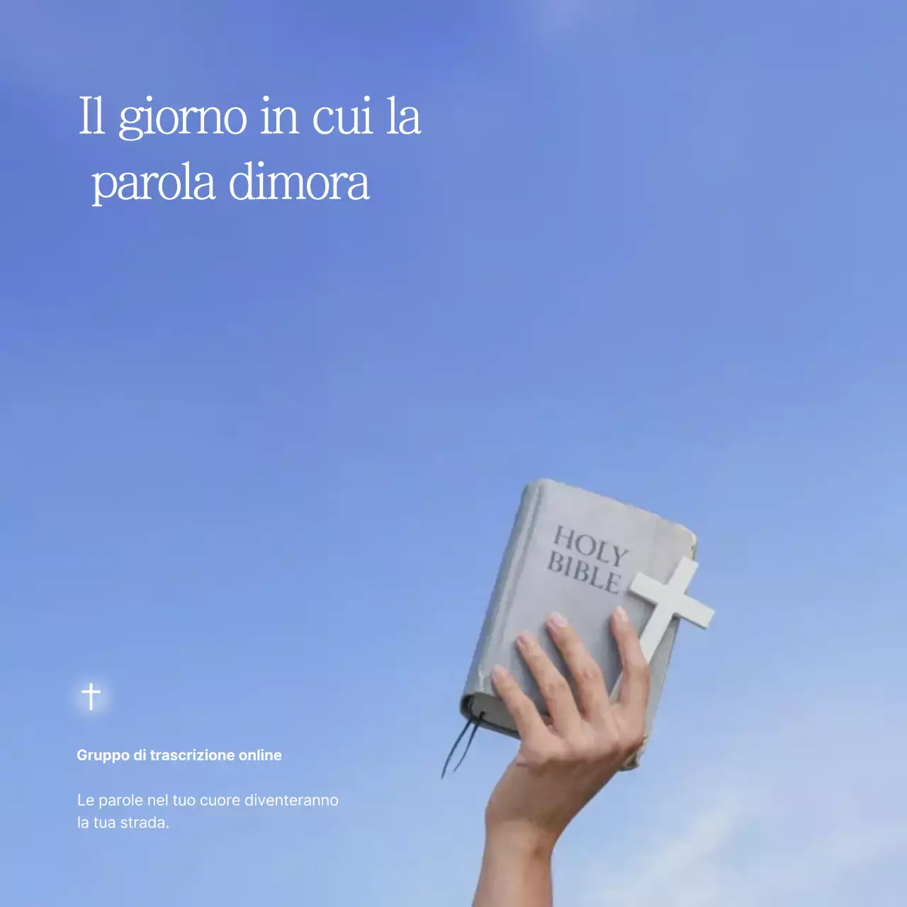 Una campagna pubblicitaria cristiana pulita e celeste