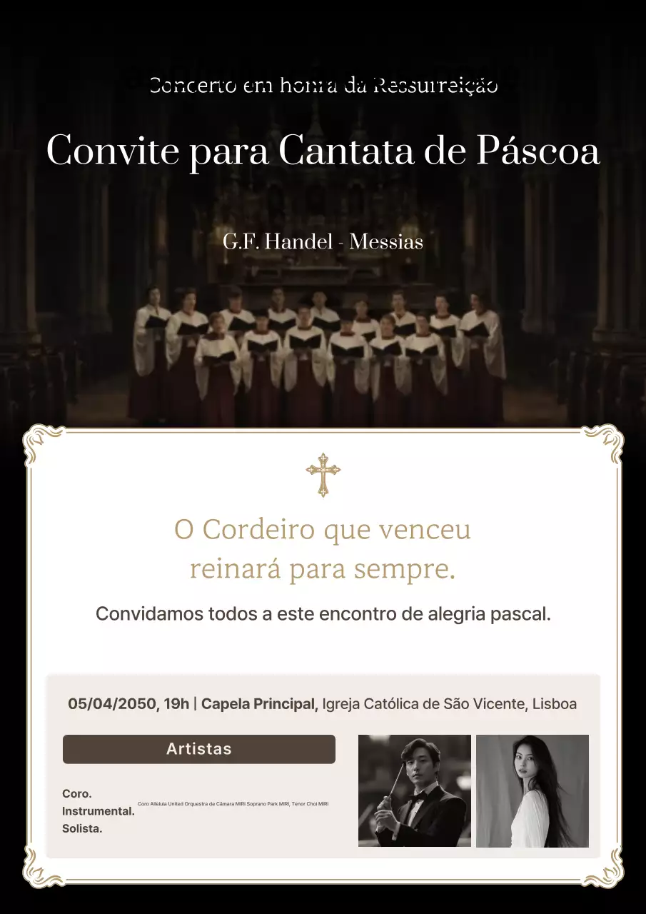 Convite para o Concerto Clássico de Páscoa Bege