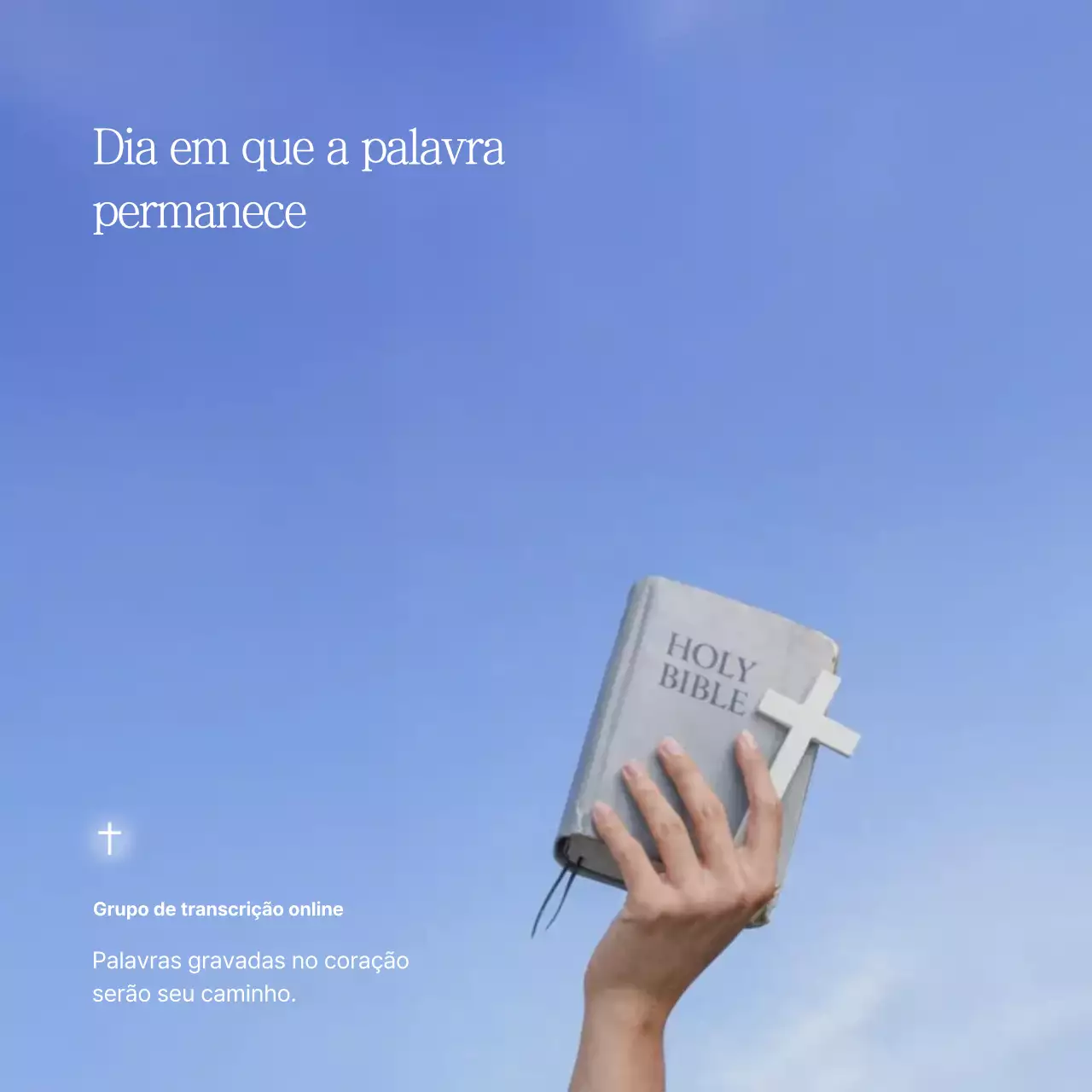 Uma campanha publicitária cristã, limpa e azul-celeste.