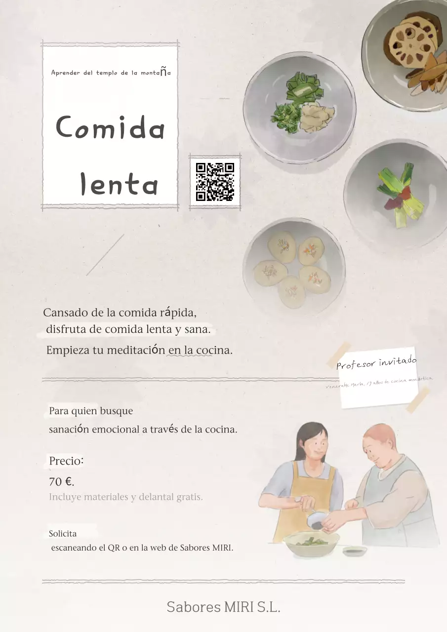 Anuncio de reclutamiento para la clase de cocina Beige Clean