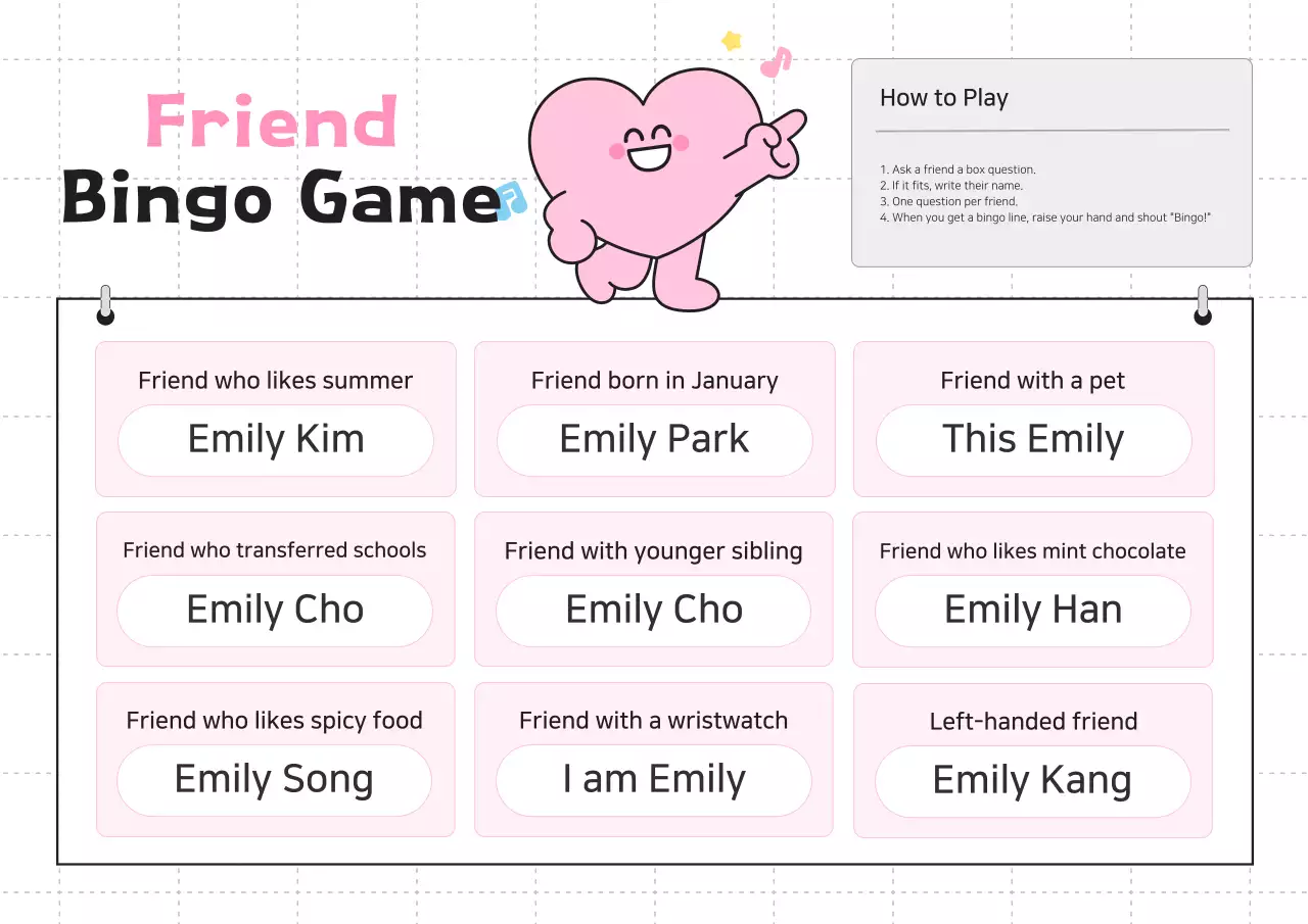 Panduan Permainan Bingo Mencari Teman Bayi Merah Muda