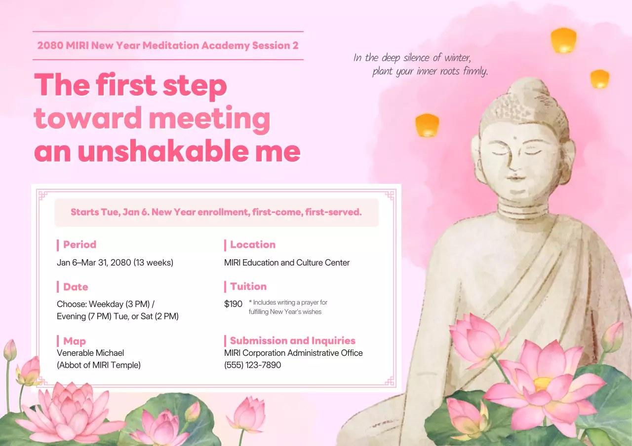 panduan meditasi sederhana berwarna merah muda