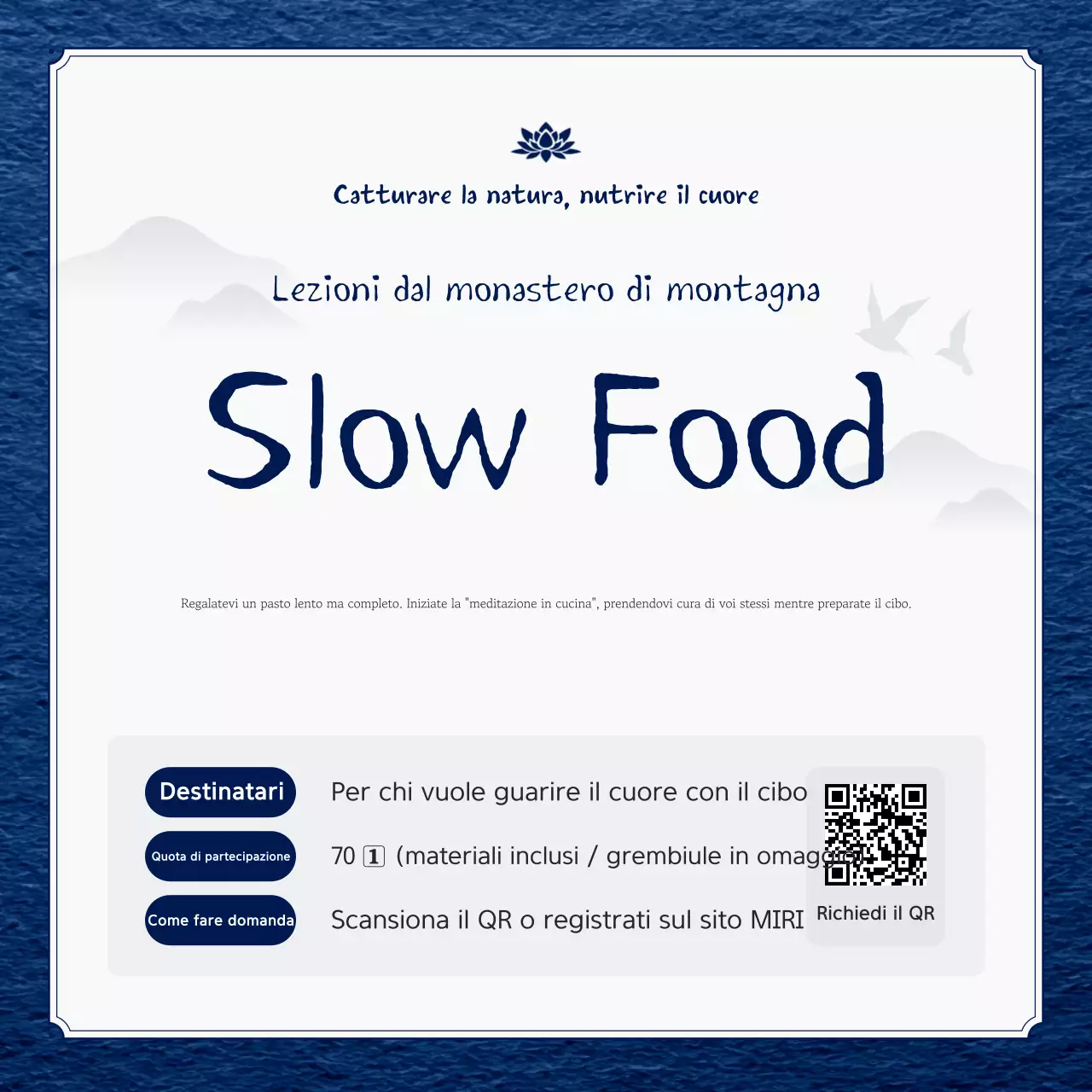 Guida al reclutamento per la meditazione Blue Clean Cooking