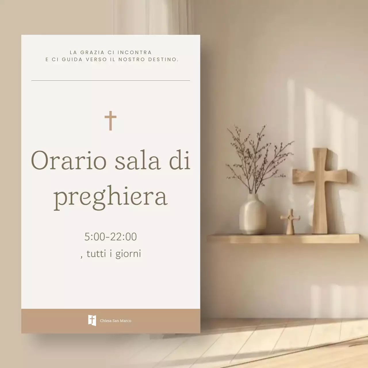 Orari di apertura della sala di preghiera semplice beige