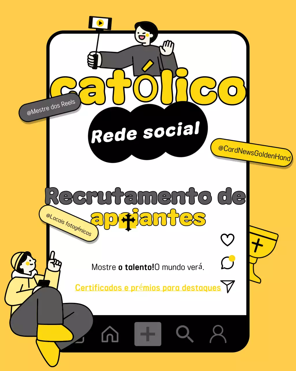 Recrutamento de católicos simples amarelos nas redes sociais