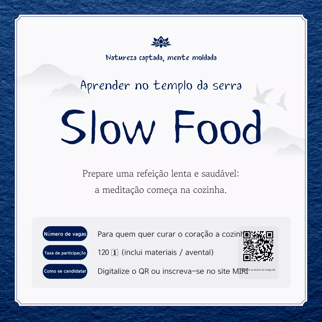 Guia de Recrutamento para Meditação e Culinária Limpa Azul