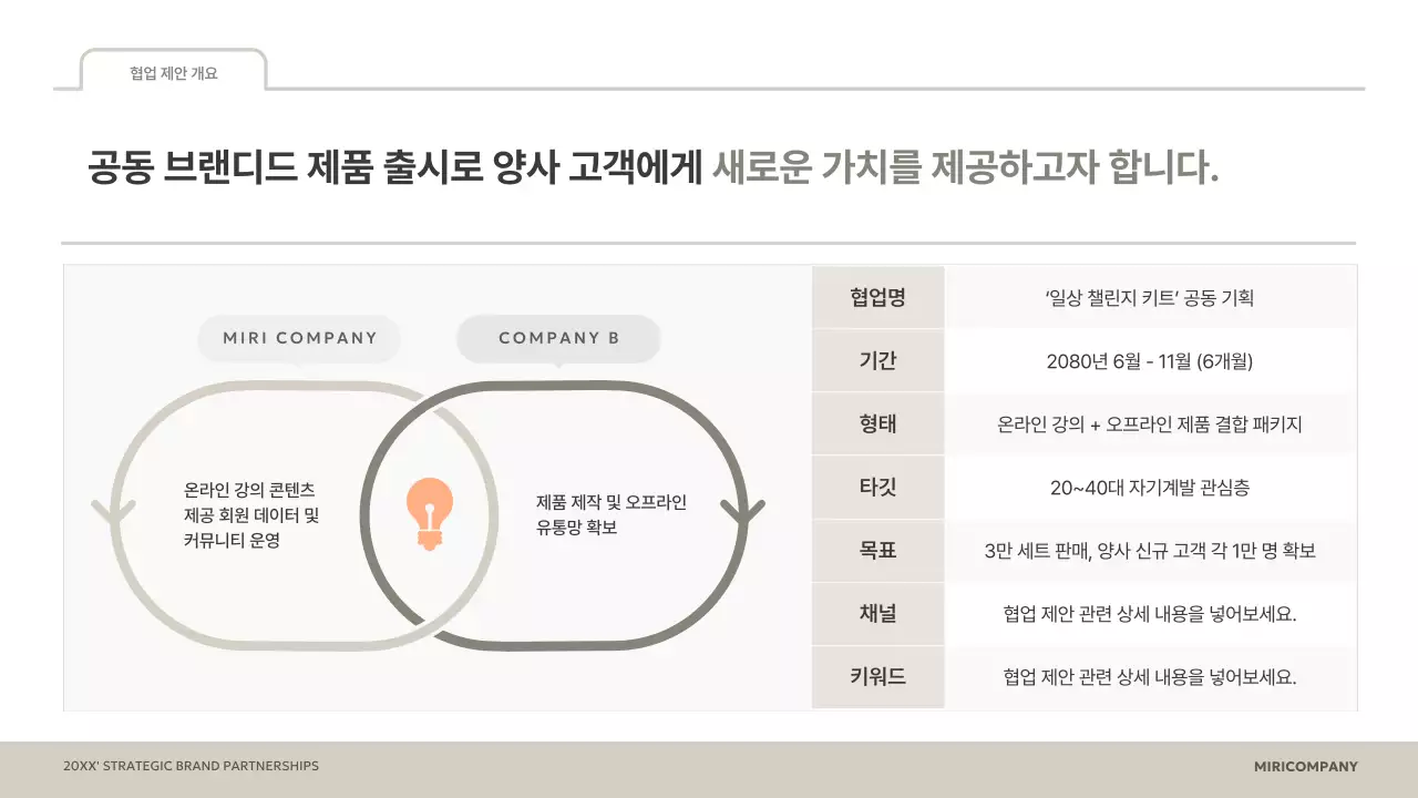 베이지 깔끔 브랜드 협업 제안서 기획서