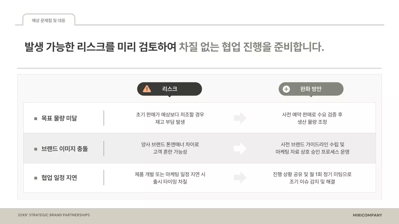 베이지 깔끔 브랜드 협업 제안서 기획서