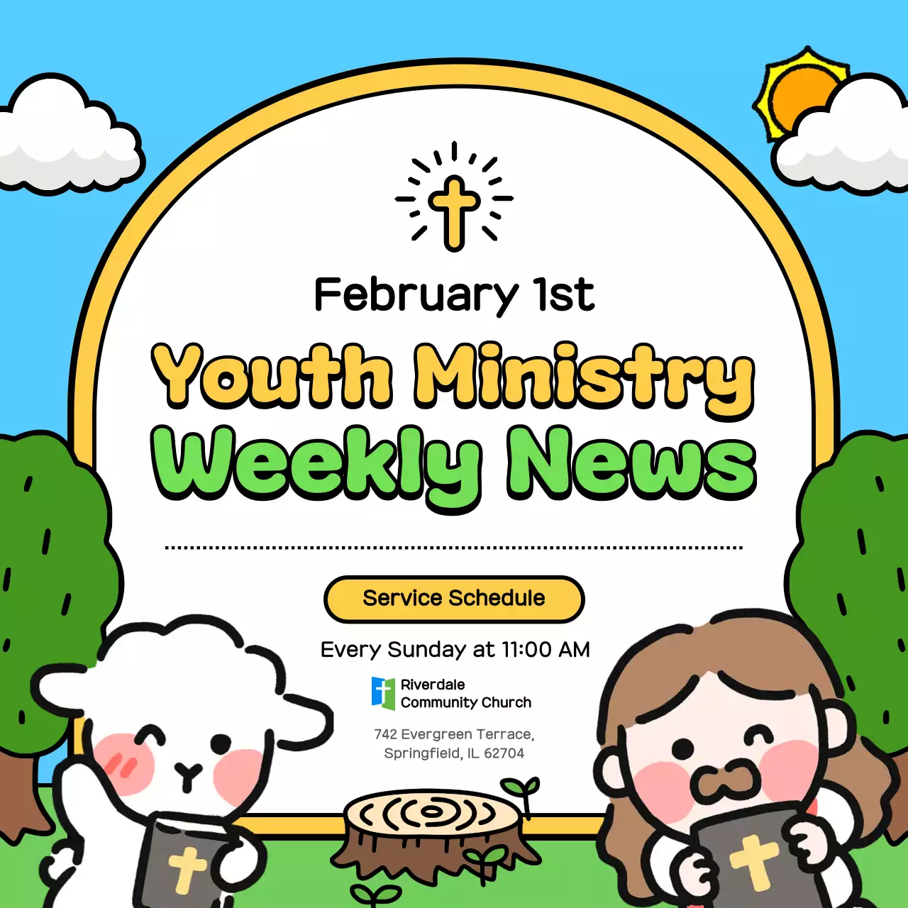 Sky Blue Cute Youth Ministry Worship Guide